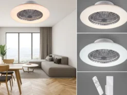 Deckenleuchte mit Ventilator dimmbar Fernbedienung & Wandhalterung Ø50cm