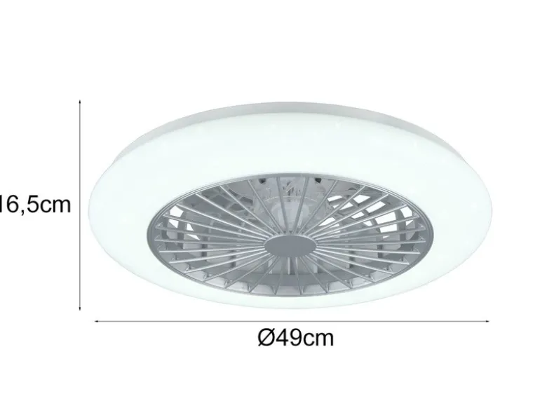 Deckenleuchte mit Ventilator dimmbar Fernbedienung & Wandhalterung Ø50cm