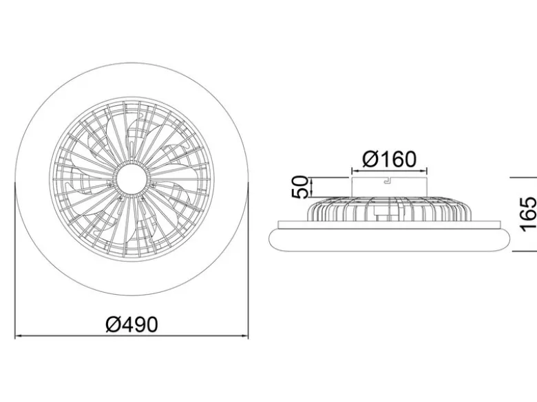 Deckenleuchte mit Ventilator dimmbar Fernbedienung & Wandhalterung Ø50cm