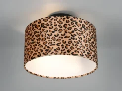Deckenleuchte PARDINA mit Stoffschirm Leopardenmuster, Ø 30cm