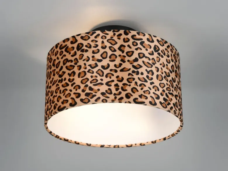 Deckenleuchte PARDINA mit Stoffschirm Leopardenmuster, Ø 30cm