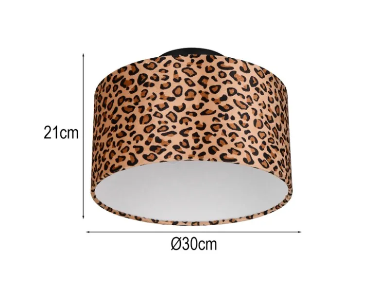 Deckenleuchte PARDINA mit Stoffschirm Leopardenmuster, Ø 30cm