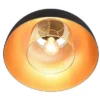 Deckenleuchte PUNCH Metall Schwarz Gold mit Drahtgeflecht, Ø 35cm