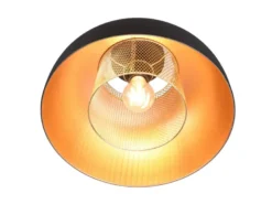 Deckenleuchte PUNCH Metall Schwarz Gold mit Drahtgeflecht, Ø 35cm