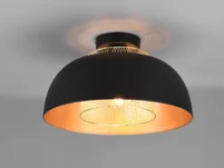 Deckenleuchte PUNCH Metall Schwarz Gold mit Drahtgeflecht, Ø 35cm