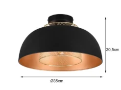 Deckenleuchte PUNCH Metall Schwarz Gold mit Drahtgeflecht, Ø 35cm