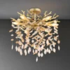 Deckenleuchte QUEENA Gold 6-flammig Glas Kristall 2-farbig Ø 50cm