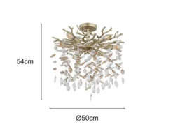 Deckenleuchte QUEENA Gold 6-flammig Glas Kristall 2-farbig Ø 50cm
