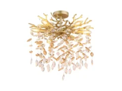 Deckenleuchte QUEENA Gold 6-flammig Glas Kristall 2-farbig Ø 50cm