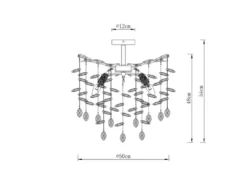 Deckenleuchte QUEENA Silber 6-flammig Glas Kristall 2-farbig Ø 50cm