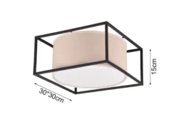 Deckenleuchte ROSS Metall mit Stoffschirm, Quadratisch 30x30cm