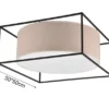 Deckenleuchte ROSS Metall mit Stoffschirm, Quadratisch 50x50cm