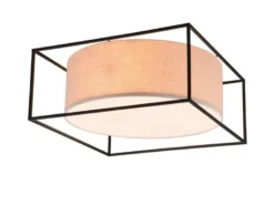 Deckenleuchte ROSS Metall mit Stoffschirm, Quadratisch 50x50cm