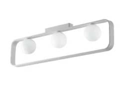 Deckenleuchte ROXY 3 flammig Weiß mit Glaskugeln Opalweiß, Breite 80cm