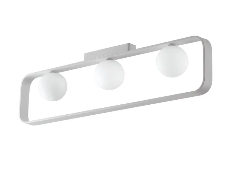 Deckenleuchte ROXY 3 flammig Weiß mit Glaskugeln Opalweiß, Breite 80cm
