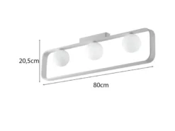 Deckenleuchte ROXY 3 flammig Weiß mit Glaskugeln Opalweiß, Breite 80cm