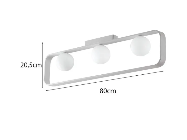 Deckenleuchte ROXY 3 flammig Weiß mit Glaskugeln Opalweiß, Breite 80cm