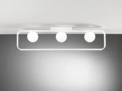 Deckenleuchte ROXY 3 flammig Weiß mit Glaskugeln Opalweiß, Breite 80cm