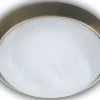 Deckenleuchte rund, Glas Alabaster, Dekorring Altmessing, Ø 25cm