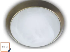 Deckenleuchte rund, Glas Alabaster, Dekorring Altmessing, Ø 25cm