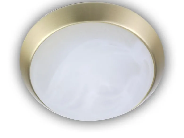 Deckenleuchte rund, Glas Alabaster, Dekorring Messing matt, Ø 40cm