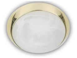 Deckenleuchte rund, Glas Alabaster, Dekorring Messing poliert, Ø 40cm