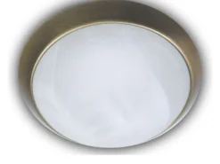 Deckenleuchte rund, Glas Alabaster, Dekorring Altmessing, Ø 40cm