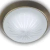 Deckenleuchte rund, Schliffglas Weiß, Dekorring Altmessing, Ø 35cm