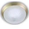 Deckenleuchte rund, Schliffglas Weiß, Dekorring Messing matt, Ø 35cm