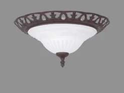 Deckenleuchte RUSTICA im Landhausstil Rostoptik mit Glasschirm Weiß Ø 38cm