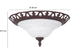 Deckenleuchte RUSTICA im Landhausstil Rostoptik mit Glasschirm Weiß Ø 38cm