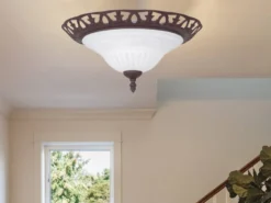 Deckenleuchte RUSTICA im Landhausstil Rostoptik mit Glasschirm Weiß Ø 38cm