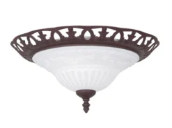 Deckenleuchte RUSTICA im Landhausstil Rostoptik mit Glasschirm Weiß Ø 38cm