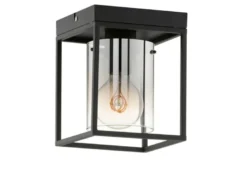 Deckenleuchte SAMU 1-flammig Schwarz mit Rauchglas, Quadrat 16cm