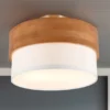Deckenleuchte SEASONS Holzlampe mit Stoffschirm Weiß, Ø 30cm