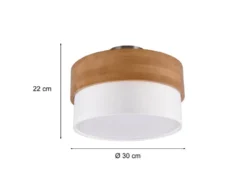 Deckenleuchte SEASONS Holzlampe mit Stoffschirm Weiß, Ø 30cm