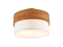 Deckenleuchte SEASONS Holzlampe mit Stoffschirm Weiß, Ø 30cm
