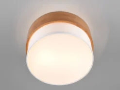 Deckenleuchte SEASONS Holzlampe mit Stoffschirm Weiß, Ø 30cm