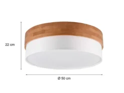 Deckenleuchte SEASONS Holzlampe mit Stoffschirm Weiß, Ø 50cm
