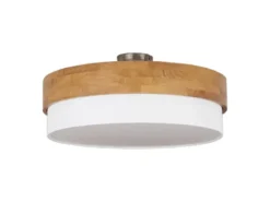 Deckenleuchte SEASONS Holzlampe mit Stoffschirm Weiß, Ø 50cm