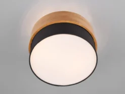 Deckenleuchte SEASONS Holzlampe mit Stoffschirm Schwarz, Ø 30cm