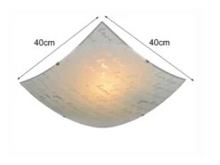 Deckenleuchte SIGNA aus Glas mit Signatur Dekor, Quadrat 40cm