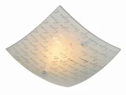 Deckenleuchte SIGNA aus Glas mit Signatur Dekor, Quadrat 30cm