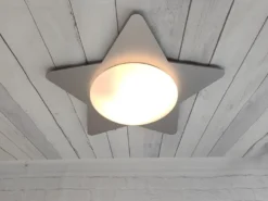 Deckenleuchte Stern fürs Kinderzimmer mit Holz in Silber, Ø 53cm & E27 LED