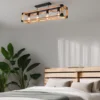 Deckenleuchte TENALI 4-flammig mit Holzbalken Metall Schwarz, Breite 100cm