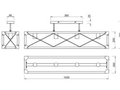 Deckenleuchte TENALI 4-flammig mit Holzbalken Metall Schwarz, Breite 100cm