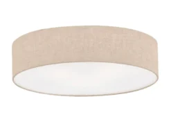 Deckenleuchte THOR groß rund mit Lampenschirm Leinen Beige, Ø 60cm