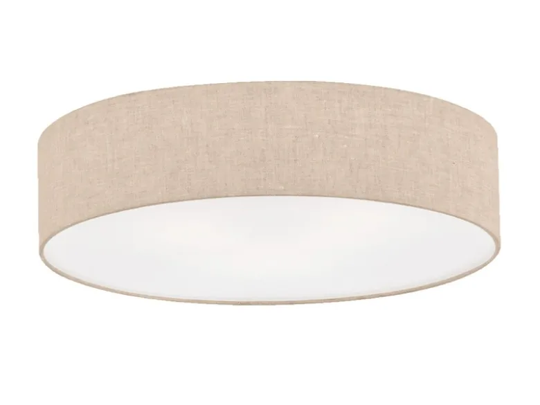 Deckenleuchte THOR groß rund mit Lampenschirm Leinen Beige, Ø 60cm