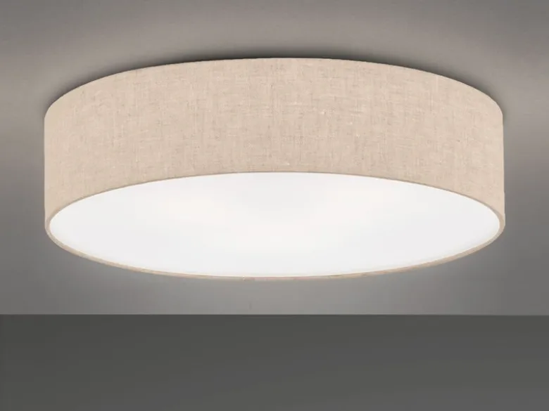 Deckenleuchte THOR groß rund mit Lampenschirm Leinen Beige, Ø 60cm