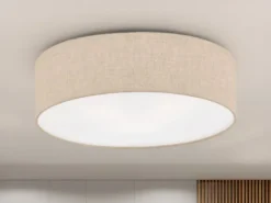 Deckenleuchte THOR rund mit Lampenschirm Leinen Beige, Ø 40cm